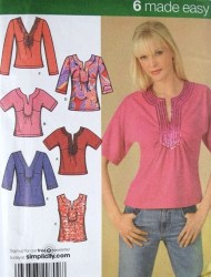 4124 SLEEVES OR NOT 6 EZ  KNIT TOPS PATTERN 16-24